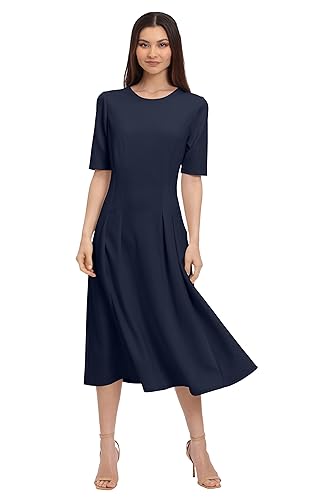 Image of Maggy London Womens Short Sleeve Double Pleat Midi DressDress