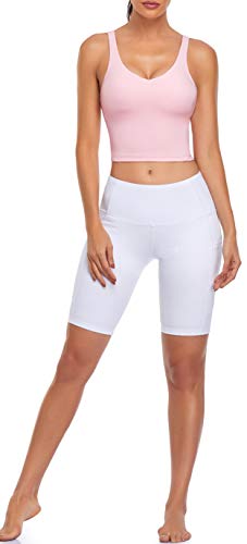 Oalka Sports Bra Womens Longline Padded Crop Tank Yoga Bras Workout Fitness Top Pink S #TOP7