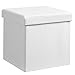 SONGMICS Banqueta Plegable con Compartimento para Almacenaje (Cuero de Imitación, 38 x 38 x 38 cm), color Blanco LSF103