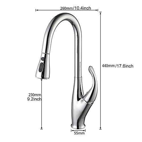 Robinet évier cuisine monotrou capteur extractible mitigeur noir tactile - 7