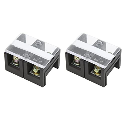 Generic Bornier à Courant Fort à Double Rangée 60A 600V avec Couvercle de Protection, Facile à Câbler pour le Système de Distribution D'énergie, 2 Pièces (2 Bits (602))