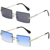 SKHAOVS 2 Pares de Lentes de Sol Cuadrados Sin Montura