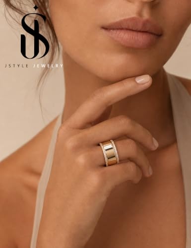 Image of Jstyle Wedding Bands for Women Eternity Band Rings Stackable Cubic Zirconia Ring 2-2.5MM Engagement Band Ring for Women Dainty Simulated Diamond Rings No Tarnish Size 5-9