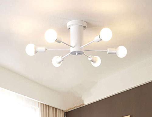 RUXUE Industrial Flush Mount Ceiling Light 6 Lights Vintage Chandelier Lights for Kitchen Dinning Room Hallway Farmhouse Living Room - Image 3