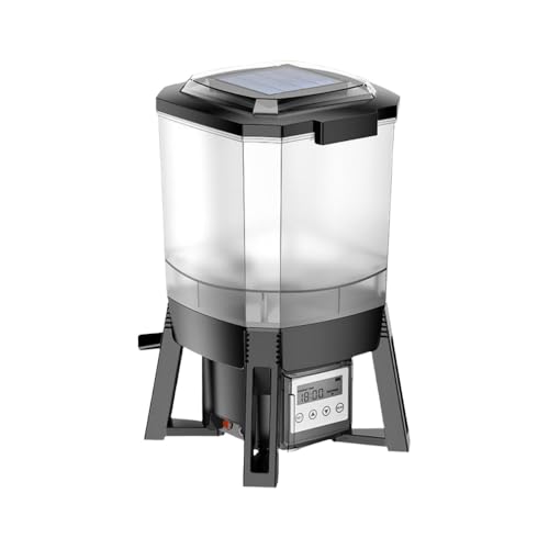 YNYN 魚の自動給餌器 太陽の器 屋内および屋外の釣堀の器 器 水槽の器 太陽の器 鯉の池 時限 広い区域の魚の器 器 屋内および屋外のの器 スマートタイマー (ブラック(27.5×25.2×42cm))