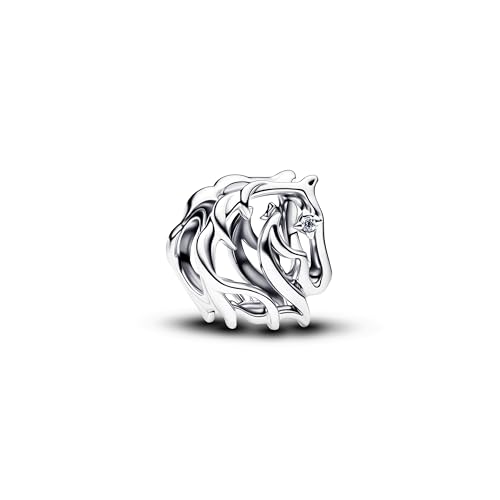 PANDORA Moments Pferd Offen gearbeitetes Charm aus Sterling Silber mit Zirkonia, Kompatibel Moments, 794430C01