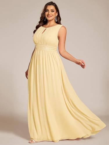 Image of Ever-Pretty Plus Women's Round Neck Sleeveless Empire Waist Maxi Plus Size Formal Gowns Bridesmaid Dresses