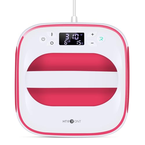 HTVRONT Heat Press Machine for T Shirts, 10"X10" Portable T Shirt Press Machine, Fast Heat-up Iron Press Heat Transfer Machine for Hat, Vinyl, Sublimation (Raspberry)