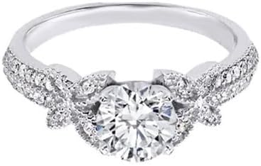 Jewels by Parijaat 1.60 CT Round Cut Created White Diamond Butterfly Wedding Engagement Ring In 14K White Gold Plated 925 Sterling Silver - Image 2
