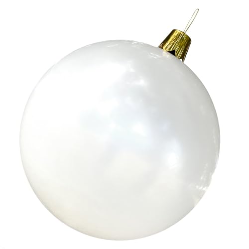 Inflatable Christmas Ornaments - 8 17 27 Oversized Christmas Balls for Outdoor Yard Lawn Tree - Indoor Outdoor Holiday Dcor - 21 Colors (White 27)