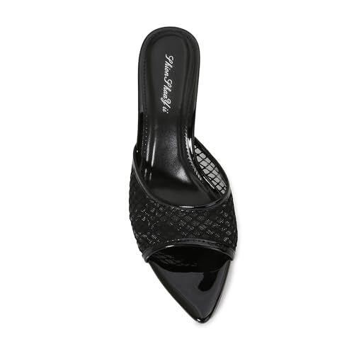 Image of Women Clear Pointed Toe Sandals Stiletto Heels Transparent Strap High Heels Slip on Mules for Women