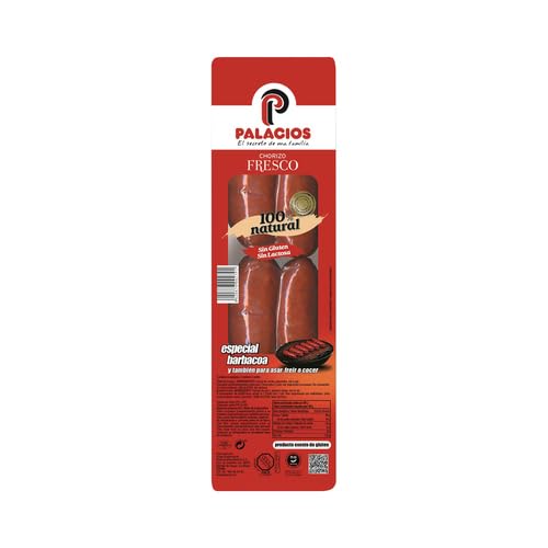 Chorizos Palacios, Sabor Unico, Todo Tipo de Chorizos para Barbacoas, Guisos, Ibericos, Dulces, Picantes Ideal Para Tu Cocina (Chorizo fresco dulce, especial barbacoa 240 g, 3 Unidades)