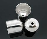 Housweety 100 Pcs Silver Tone Blunt Necklace End Tip Bead Caps