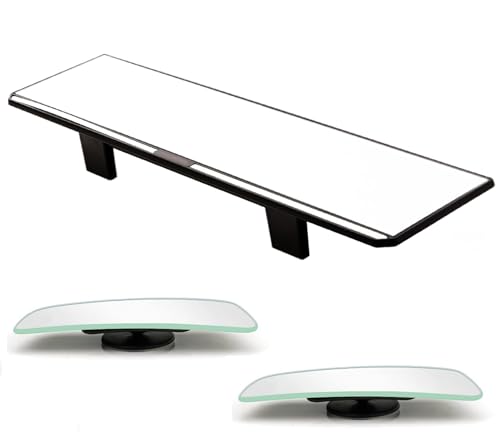 Image of Kitbest Rear View Mirror - Interior Clip On Panoramic to Reduce Blind Spot - Universal Wide Angle for Cars, SUV, Trucks - Flat - Bonus 2 PCS Blind Spot Mirrors