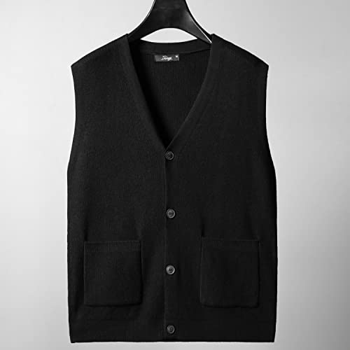 Men's Sweater Vest V-Neck Sleeveless Cardigan Loose Button up Knitted Fall Winter Heavy Knitwear with Pockets S~5XL3