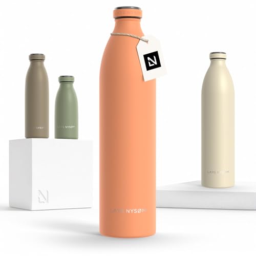 Image of LARS NYSOM Stainless Steel Insulated XL Water Bottle 12oz 17oz 25oz 34oz 51oz | Insulated Thermo Flask for Hot and Cold Beverages | Leakproof Drinking Bottle (Pumpkin Orange, XL 50.7oz)