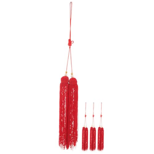 Milisten 4piezas Borla De Espadilla De Artes Marciales Colgantes Decorativos Brillantes Decoración De Borlas Colgante De Roja Adorno De para Competición De Espada Decoración De Interiores e