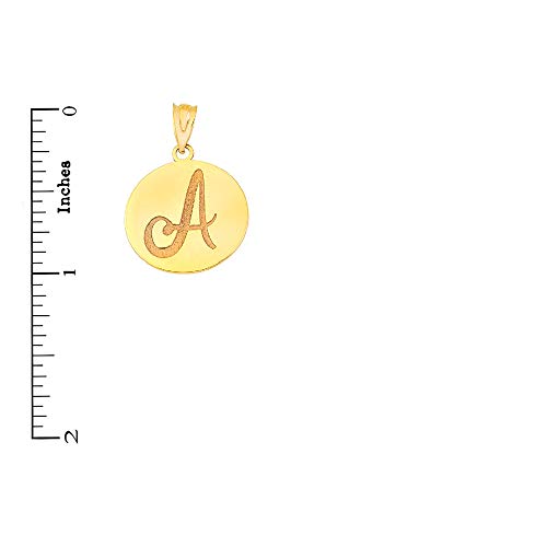 Certified 14k Yellow Gold Personalized Name Initial Letter Disc Reversible Pendant2