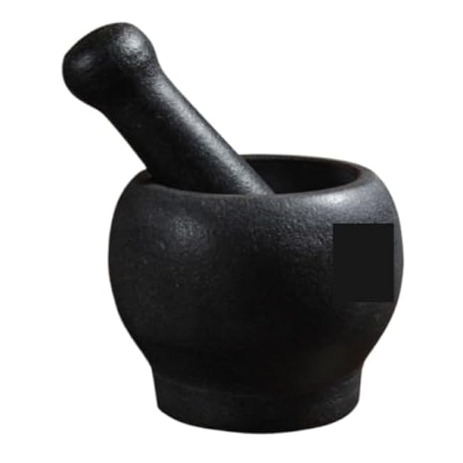 Mortar and Pestle Set Stone Mortar Garlic Masher Manual Grinder Household Crusher Pestle Set Seasoning Spice Tools(13x11cm)