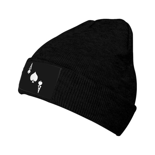 Soft Winter Hats Ace of Spades Play Cards Knitted Beanies Cap Slouch Thermal Hat for Cycling Running Travel