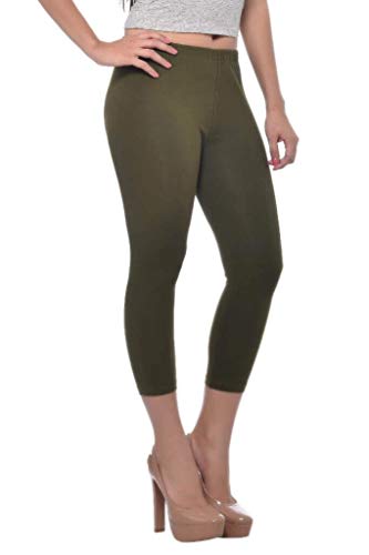 Image of Frenchtrendz Women's Cotton Spandex Stretchable Mid Rise Slim Fit Legging Capris (XS-4XL)