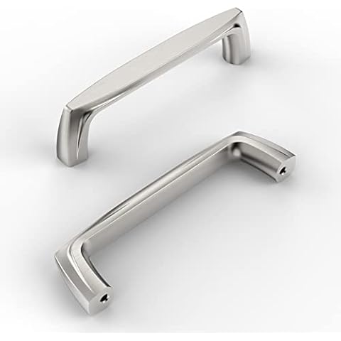9BUILD 2 Pack Brushed Satin Nickel Kitchen Cupboard Handles 96mm Hole Centre Black Kitchen Handles Cabinet Handles Zinc Alloy Cupboard Door Handles Drawer Handles Wardrobe Handles Cover