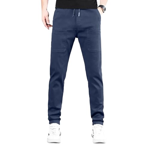 Vogany Cargo Pants, Men's High Stretch Multi-Pocket Lightweight Cargo Pants, Comfortable Drawstring Skinny Pants