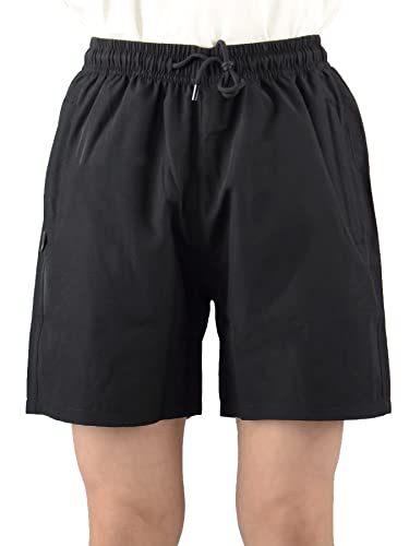 Natust Boys' Loose Fit Athletic Shorts Boy's Quick Dry Shorts With Zipper Pockets Drawstring Active Running Shorts For Kids Black 14-15 Years #TOP1