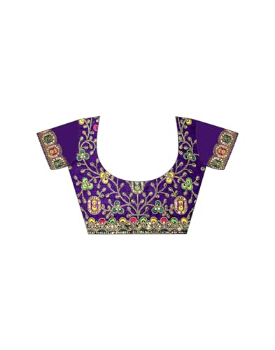 Image of SIRIL Women's Bandhani Printed Georgette Sequence Lace Scalloped Border Saree with Unstitched Blouse Piece