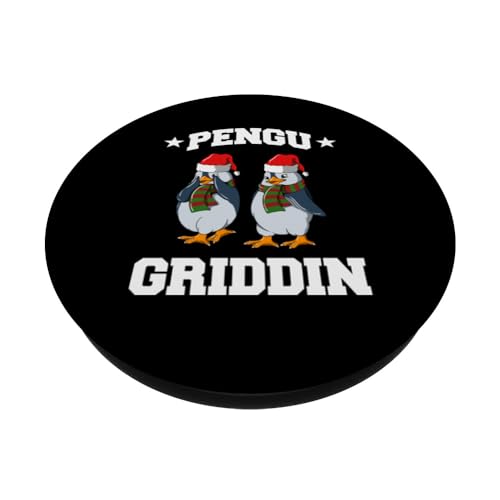 Christmas Penguin Griddy Dance Pengu Griddin PopSockets Swappable PopGrip, Black - Image 2