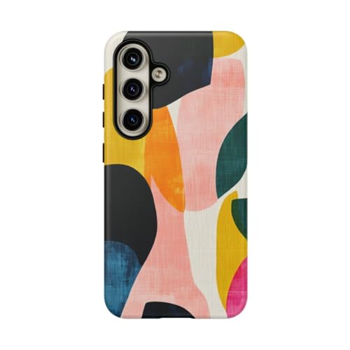 Coque Samsung S24 Bleu rigide mate avec motif abstrait de formes