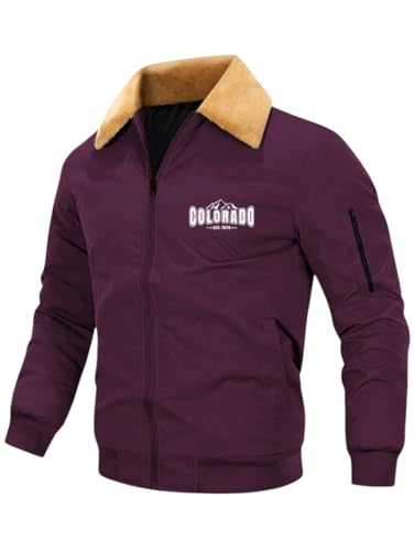Image of GLASGO Men's Colorado Fleece-Lined Bomber Jacket || Winter Warm Stylish Casual Coat with Soft Collar & Zipper Closure