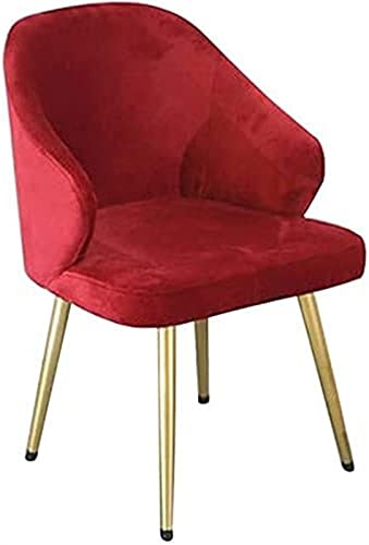 SJIALEN Modern Velvet Dining Chair, with Metal Legs Velvet Backrests Seat Lounge Chair Living Room Bedroom Kitchen Dining Chairs Kitchen Chair (Color : Red, Size : 46x46x82cm)