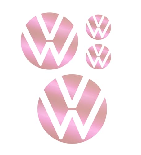 Image of IPG Decal Made for VW 2021 Passat Polo Tiguan Golf Rear /Front Emblem Logo Decals Stickers Set (4 Units) (PinkPearl)