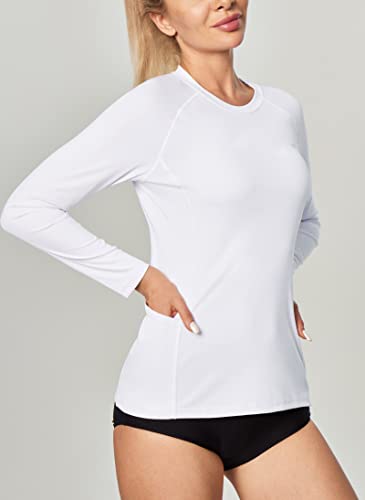 Image of IUGA Rash Guard for Women UPF 50+ SPF UV Protection Long Sleeve Workout Tops with Pockets Dry Fit Hiking Swim Shirt