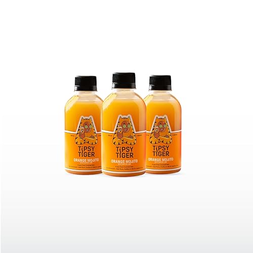 Image of Tipsy Tiger Orange Kaffir Lime Mojito, Vodka, Rum, Gin Cocktail Mixer, Makes 6 Drinks, Less Than 5% added Sugar, 250ml (Pack of 3 bottles), Fuss Free- Just add Ice and Alcohol