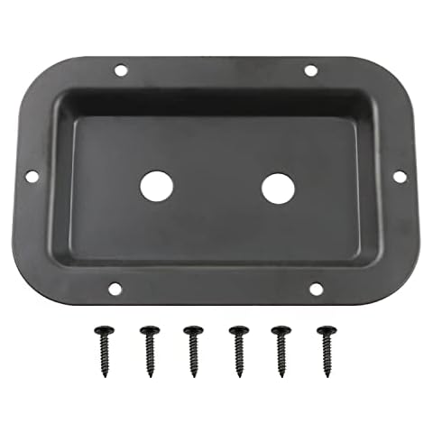 ZZHXSM Black Metal Dual 1/4 Inch Jack Plate with Mounting Screws for Guitar Speaker Cabinet, Double 1/4" Jack Board for Guitar or PA Speakers Cover