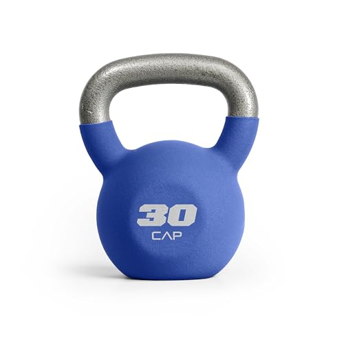 CAP Barbell 30 LB Neoprene Coated Cast Iron Kettlebell - Blue
