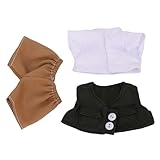 Jectse 17 cm Puppenkleidung, Eleganter Gentleman-Stil, 3-teiliges Set für Spielsammlung, Geschenk, Stofffaser-Weste, Hemdhose, Passendes Jugendkleid
