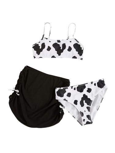Image of Milumia Girl's 3 Piece Tie Dye Bikini Set Swimsuit with Drawstring Beach Skirt Swimwear