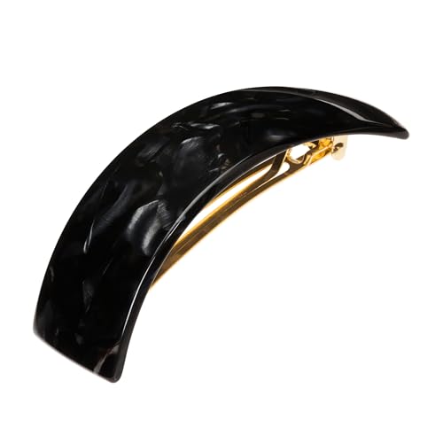 Large Black Hair Barrette for Thick Hair, Rectangle Volume French