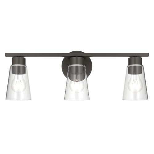 Image of Kichler Stamos 22.25 inch 3-Light Soft Modern Vanity Light with Clear Glass in Olde Bronze, (8.25 inch H x 22.25 inch W), 55121OZCLR