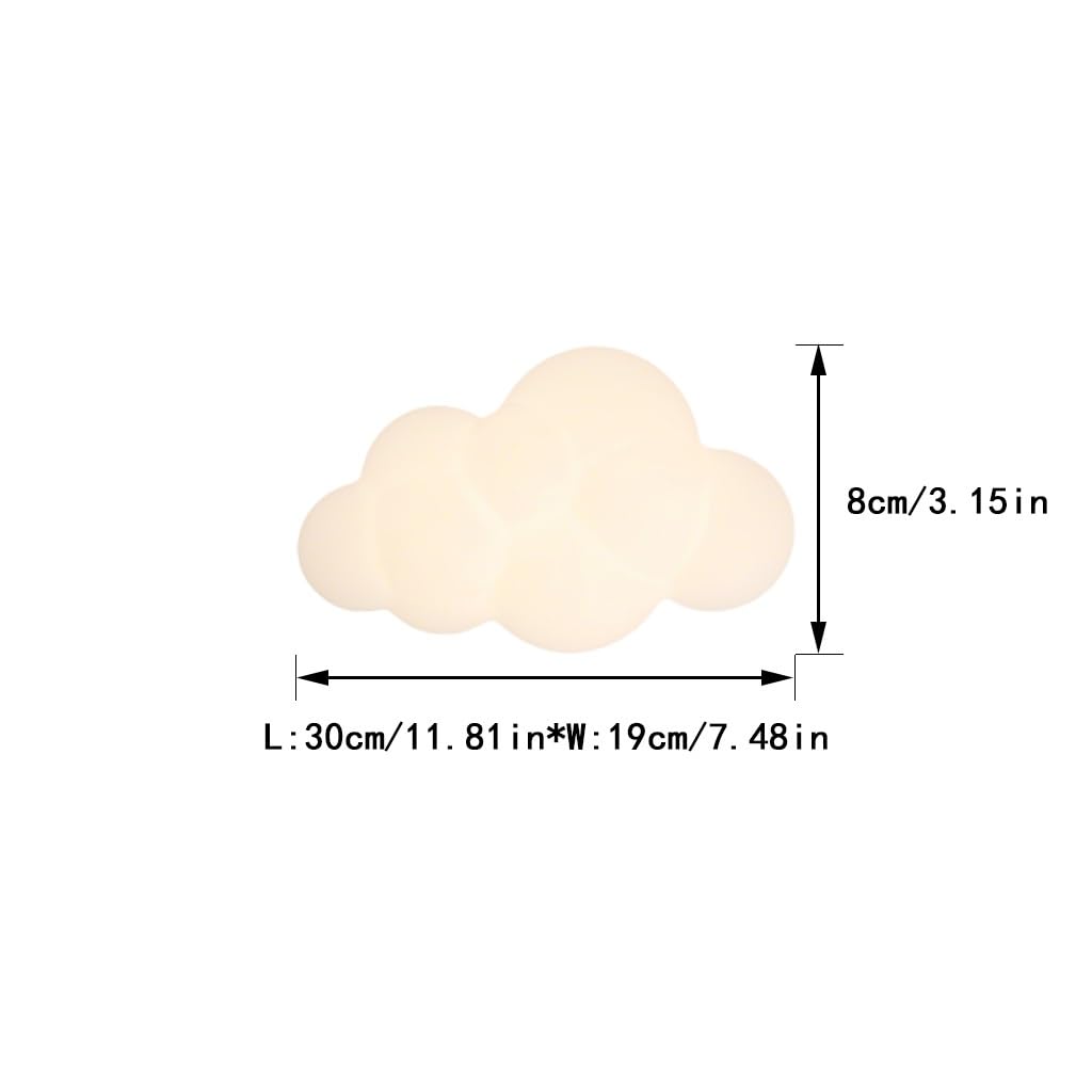 LED Wandleuchte Für Das Bett 3D Wolken Wandlampe Kinderzimmer Mit Cremeweißem PE Schirm 3 Stufig Einstellbare Lichtfarbe Geeignet Für Schlafzimmer Wohnzimmer Babyzimmer Flur Deckenmontage(groß)