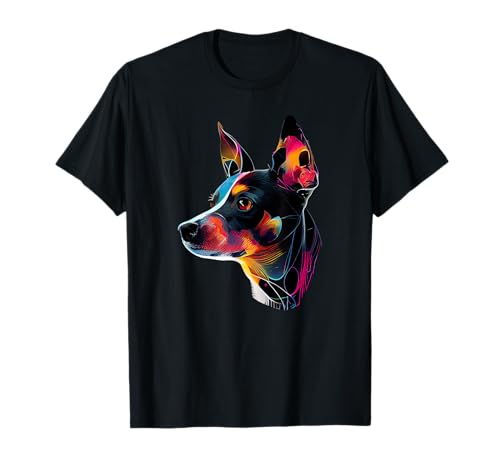 Rat Terrier Mom Designs Rat Terrier Pop Art T-Shirt - Black, Small - Rat Terrier Lovers, Women, Unisex-Adults, Short Sleeve, Classic Fit, Cotton 65% Polyester 35%