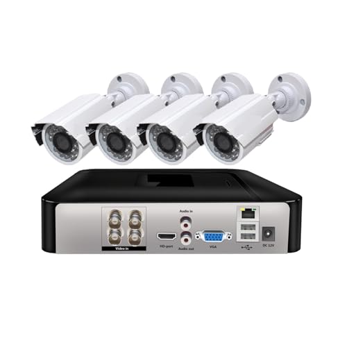 Kit telecamera di sorveglianza Full HD 4CH 1080P Cavo AHD DVR 18M con visione notturna a infrarossi HD Set di telecamere di sicurezza Cctv con allarme impermeabile Per esterni(2T,4CH 4PCS 1080P)
