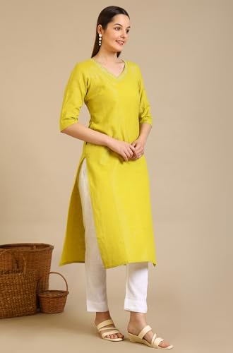Image of Aurelia Women's Embellished Cotton Lurex Straight Kurta