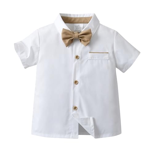 Boarnseorl Baby Boys Gentleman Outfits Shorts Sets,Infant Shirt + Shorts + Bow Tie + Suspenders4