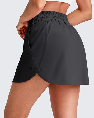 Image of G4Free A Line Golf Skirts for Women 15'' Elastic High Waisted Tennis Skorts Soft Casual Athletic Inner Shorts 4 Pockets