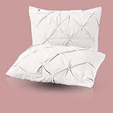 Picture of eBeddy Linens Queen Pillow Shams Set Pintuck White 100% Microfiber Envelope Closure 20x30 Inch 800-TC Decorative Bed Pillow Cover Pack of 2, Soft Cozy & Breathable