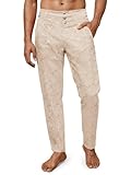 Runcati Mens Renaissance Gothic Pants Medieval Steampunk Victorian Dress Pants Cosplay Costume Trousers Beige